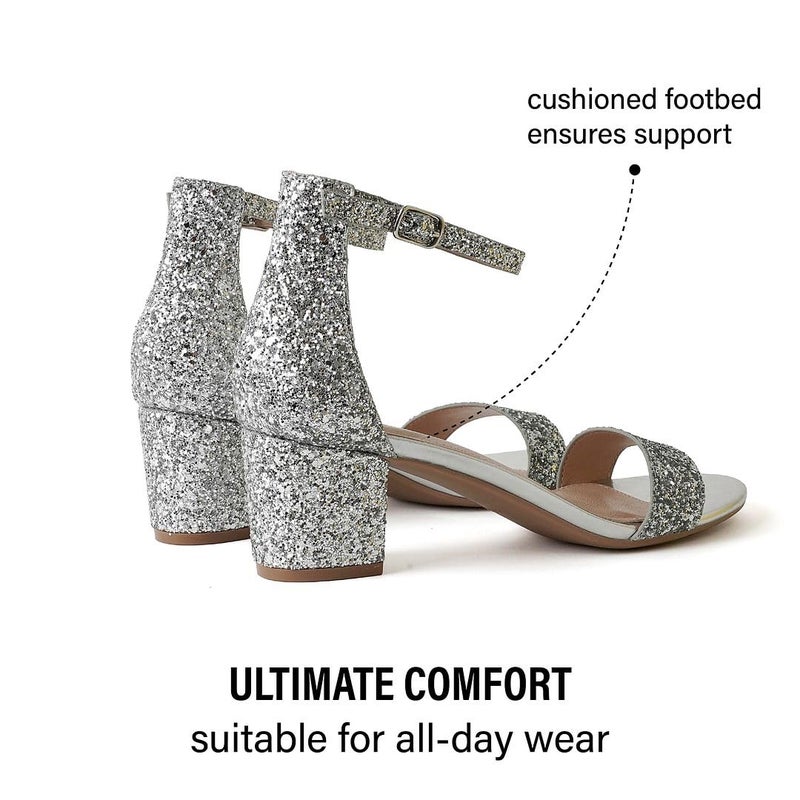 J. Adams J.Adams Daisy Heeled Sandals for Women â€“ Wide Ankle Strap Low 2 Inch Kitten Short Block Heel, Open Toe Dress Shoes â€“ Chunky Heels for Bridal, Wedding, Parties â€“ Dressy Platform Sandals, Women's Shoes - Image 4